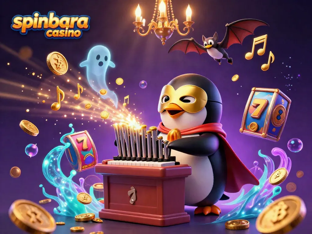 Experience the thrill with spinbara casino as the phantom opera penguin plays winning tunes with gold coins.